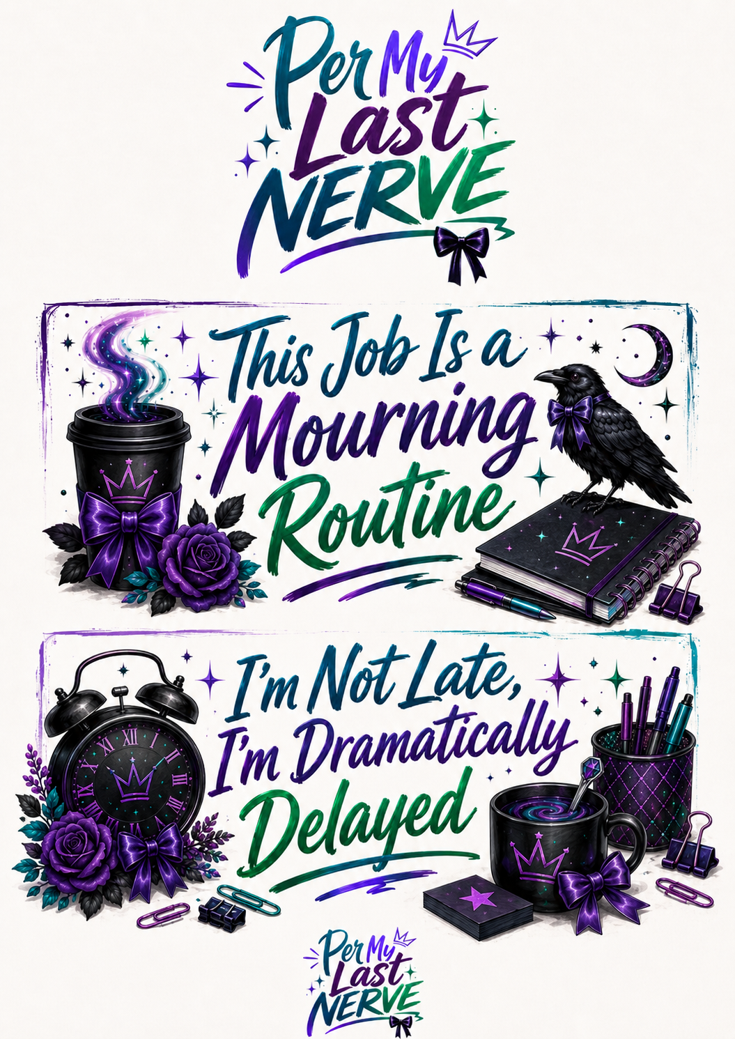 Per My Last Nerve Office Humor Printable Wall Art Bundle | Dark Girly Work Quotes, Burnout Decor & Inbox Rage Prints - Set 1